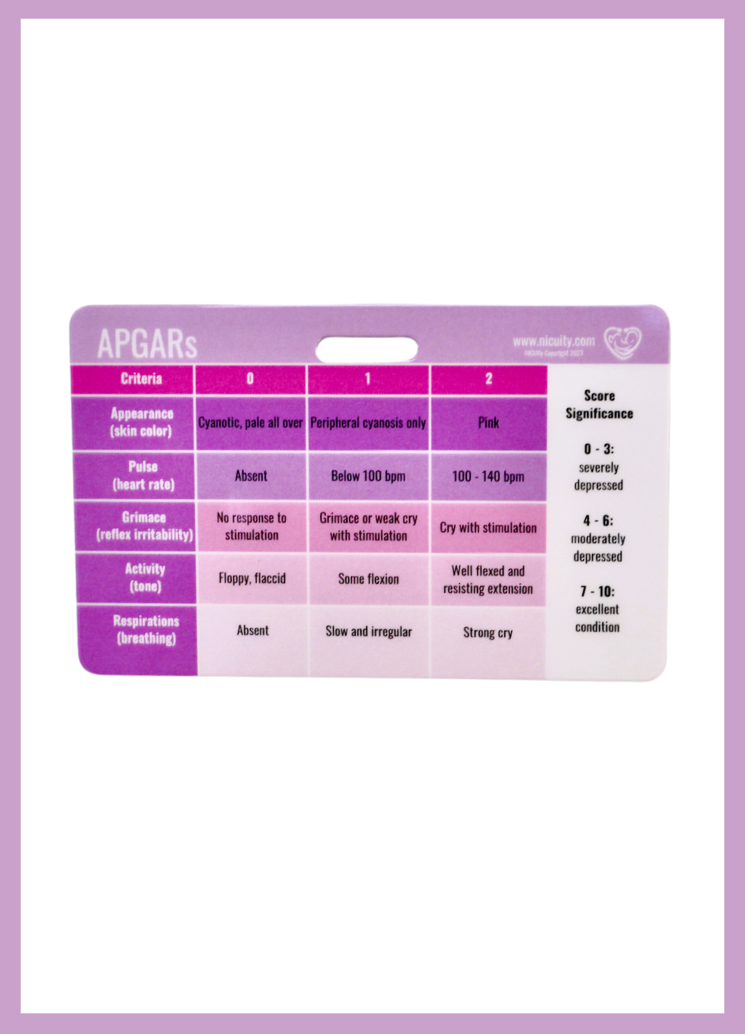 APGARs & Ballard Score Badge Reference Card