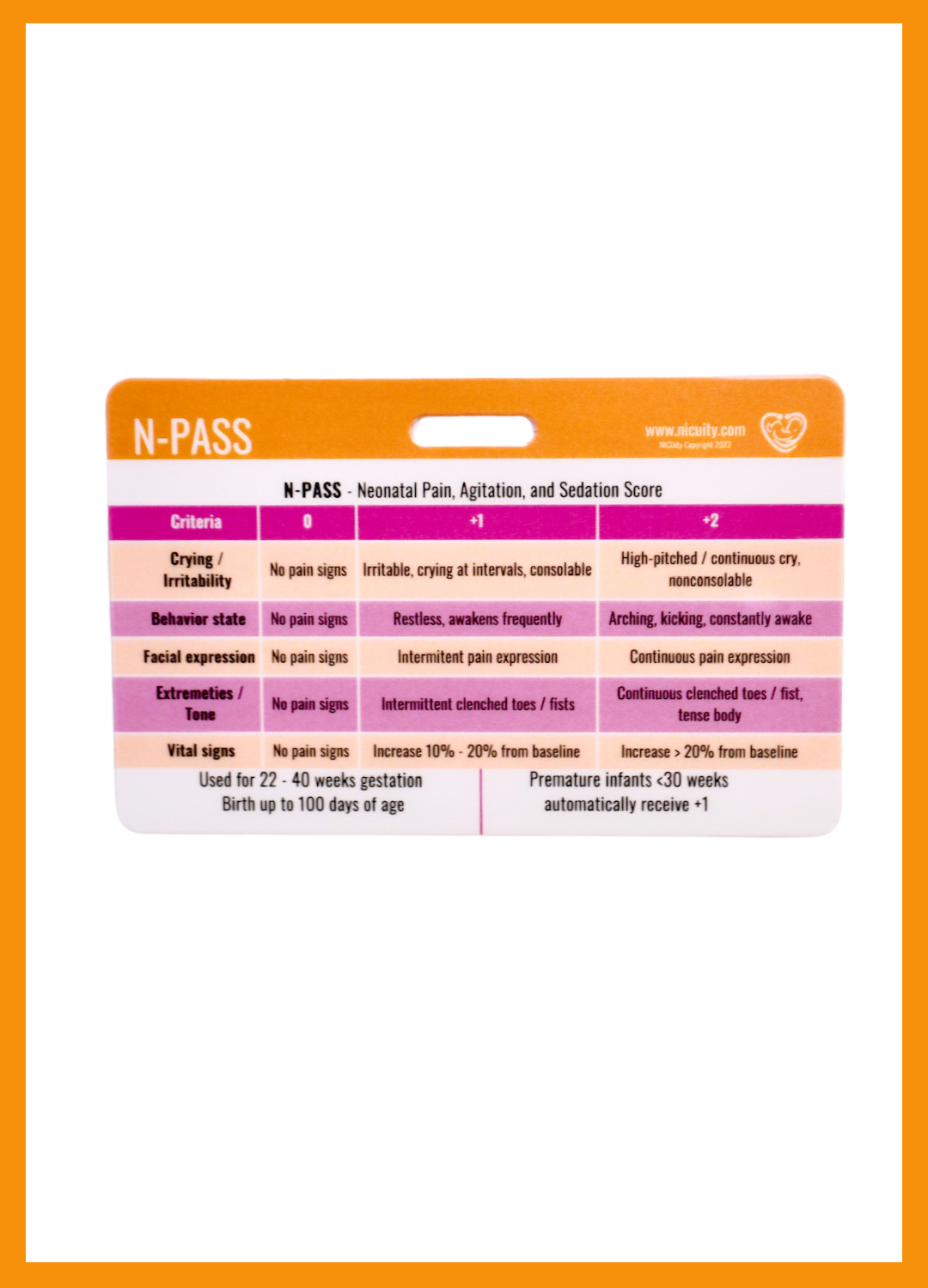 NPASS & FLACC Badge Reference Card