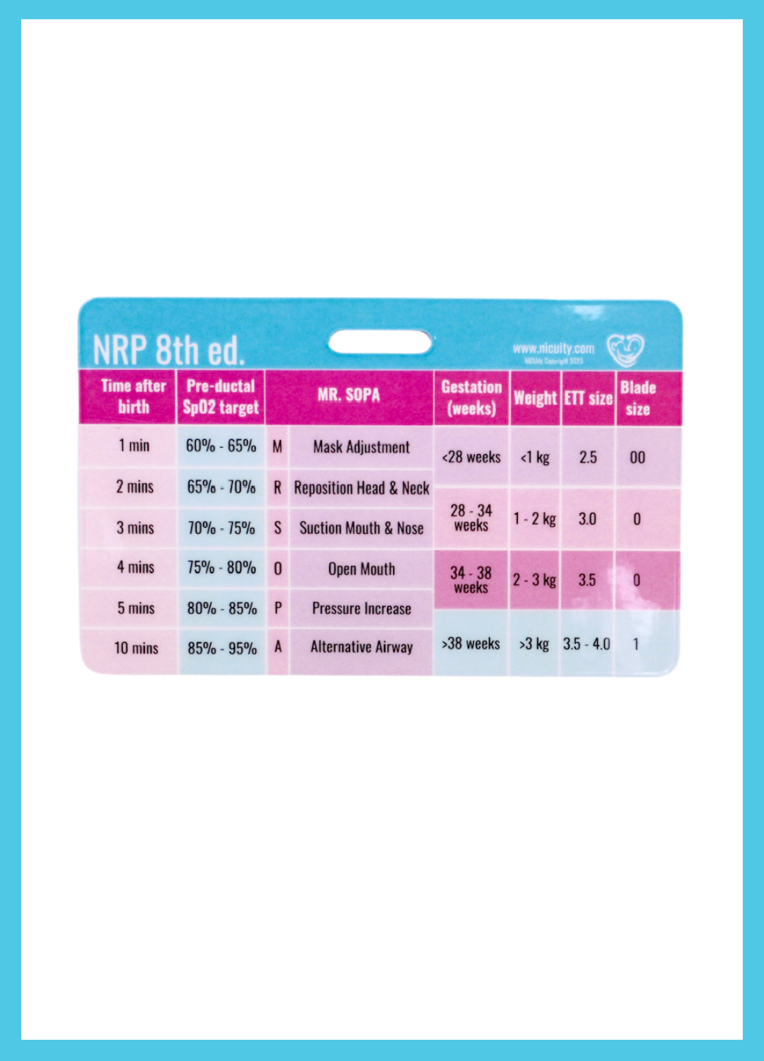 NRP 8th ed. Badge Reference Card