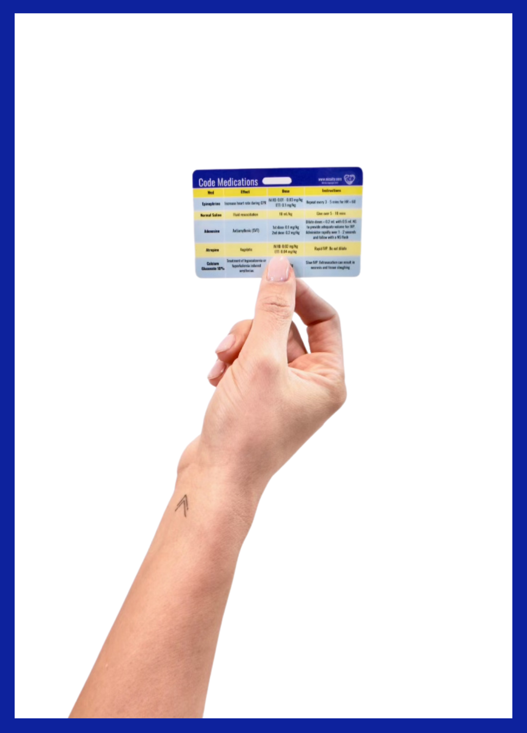 NICU Code Medications Badge Reference Card