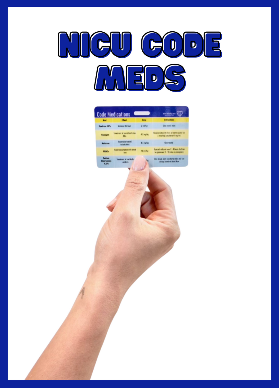 NICU Code Medications Badge Reference Card