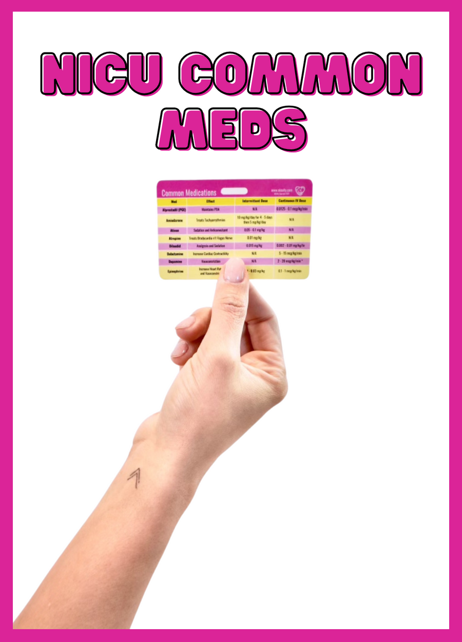 NICU Common Medications Badge Reference Card