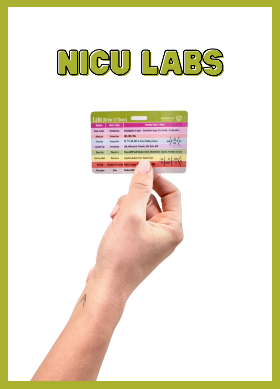 NICU Lab Values & Order of Draw Badge Card