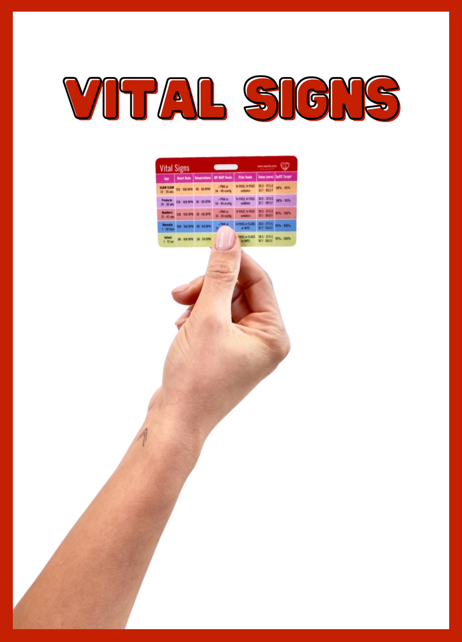 NICU Assessment & Vital Signs Badge Reference Card